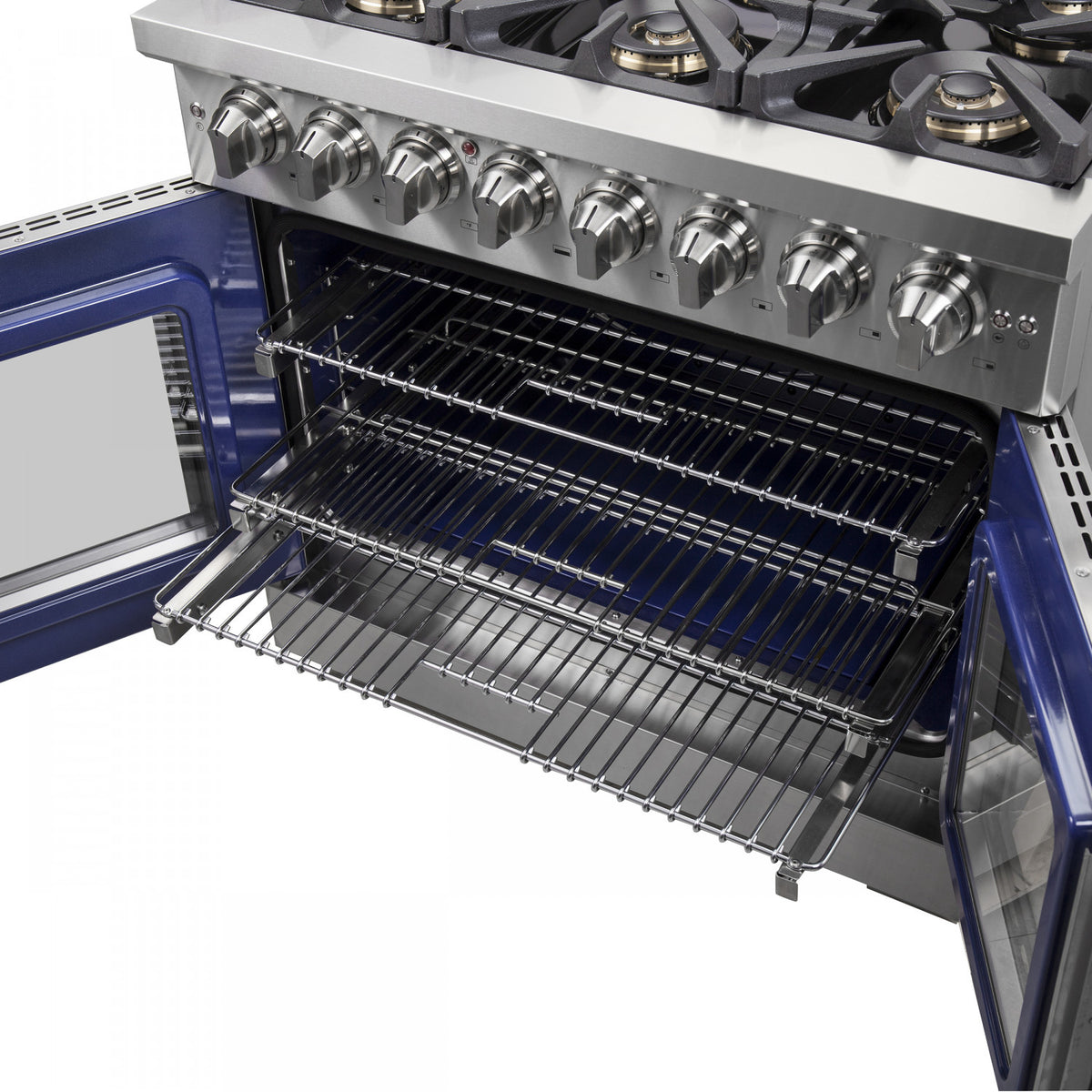 Forno Capriasca 36" Stainless Steel French Door Dual Fuel Range with True Convection (5.36 Cu. Ft.) - FFSGS6387-36