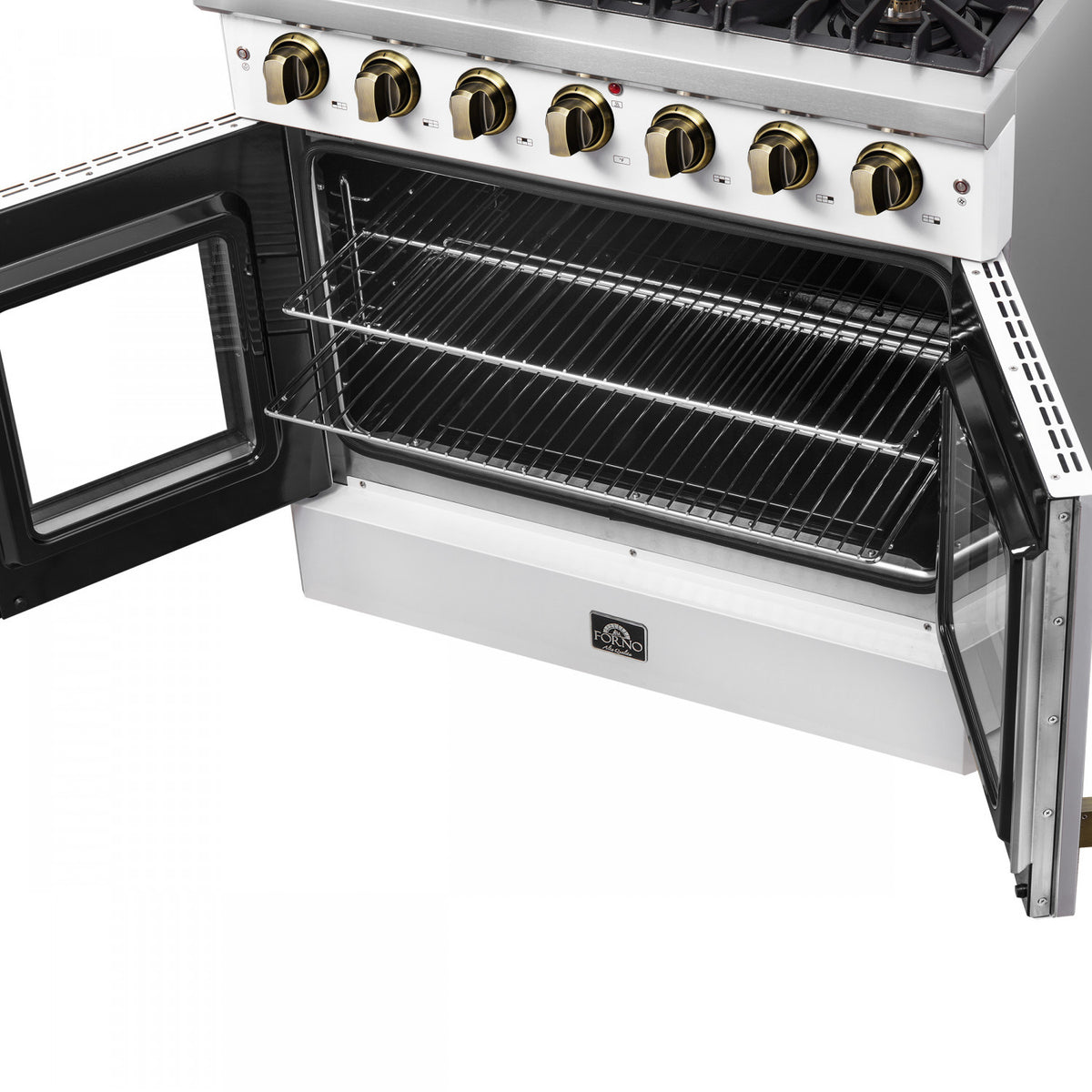Forno Galiano 36" White French Door Freestanding Gas Range (5.36 Cu. Ft.) - FFSGS6444-36WHT
