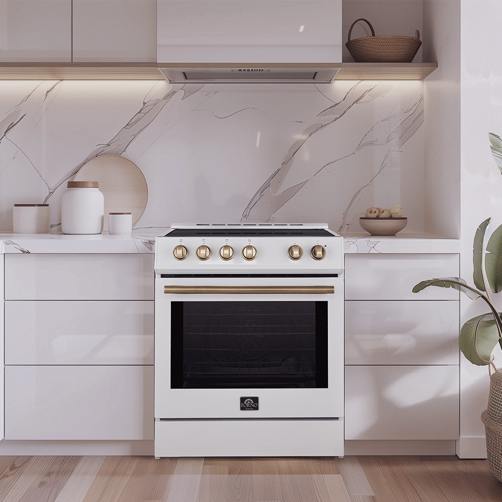 Forno Leonardo White Slide-in Induction Range (5.0 Cu. Ft.) - FFSIN0982-30WHT
