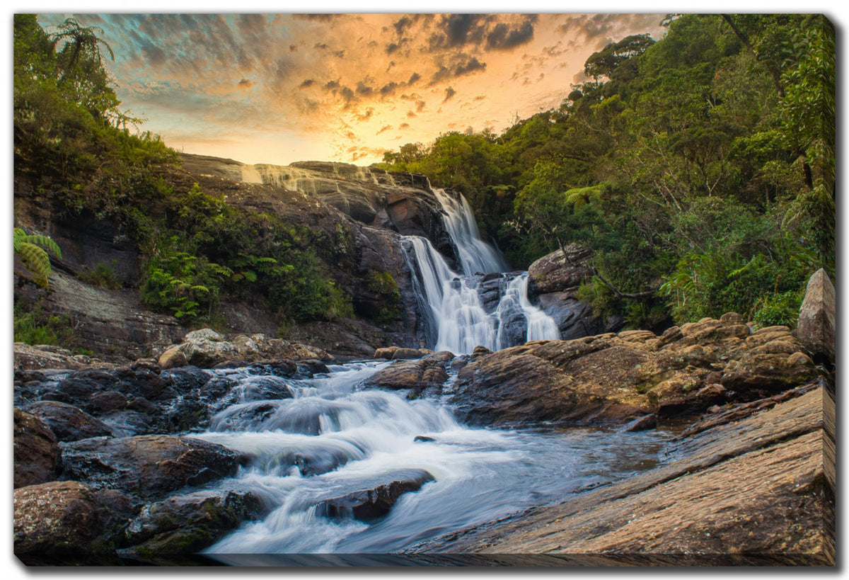 Sunset Falls Wall Art - Green/Blue/Brown - 30 X 45