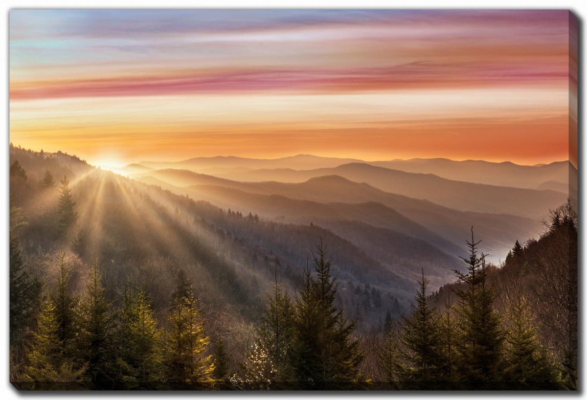 Mountain Light Wall Art - Orange/Green - 30 X 45