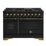 Forno Antico 48" Black Freestanding Dual Fuel Double Oven Range (5.5 Cu. Ft.) - FFSGS6113-48BLK
