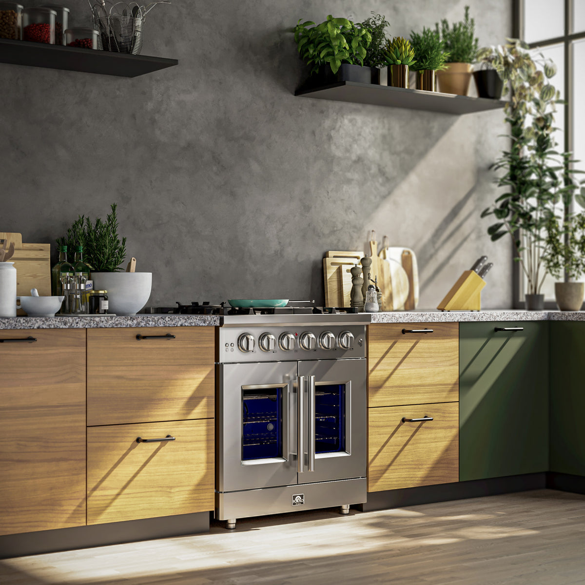 Forno Massimo 30" Stainless Steel French Door Freestanding Gas Range (4.32 Cu. Ft.) - FFSGS6439-30