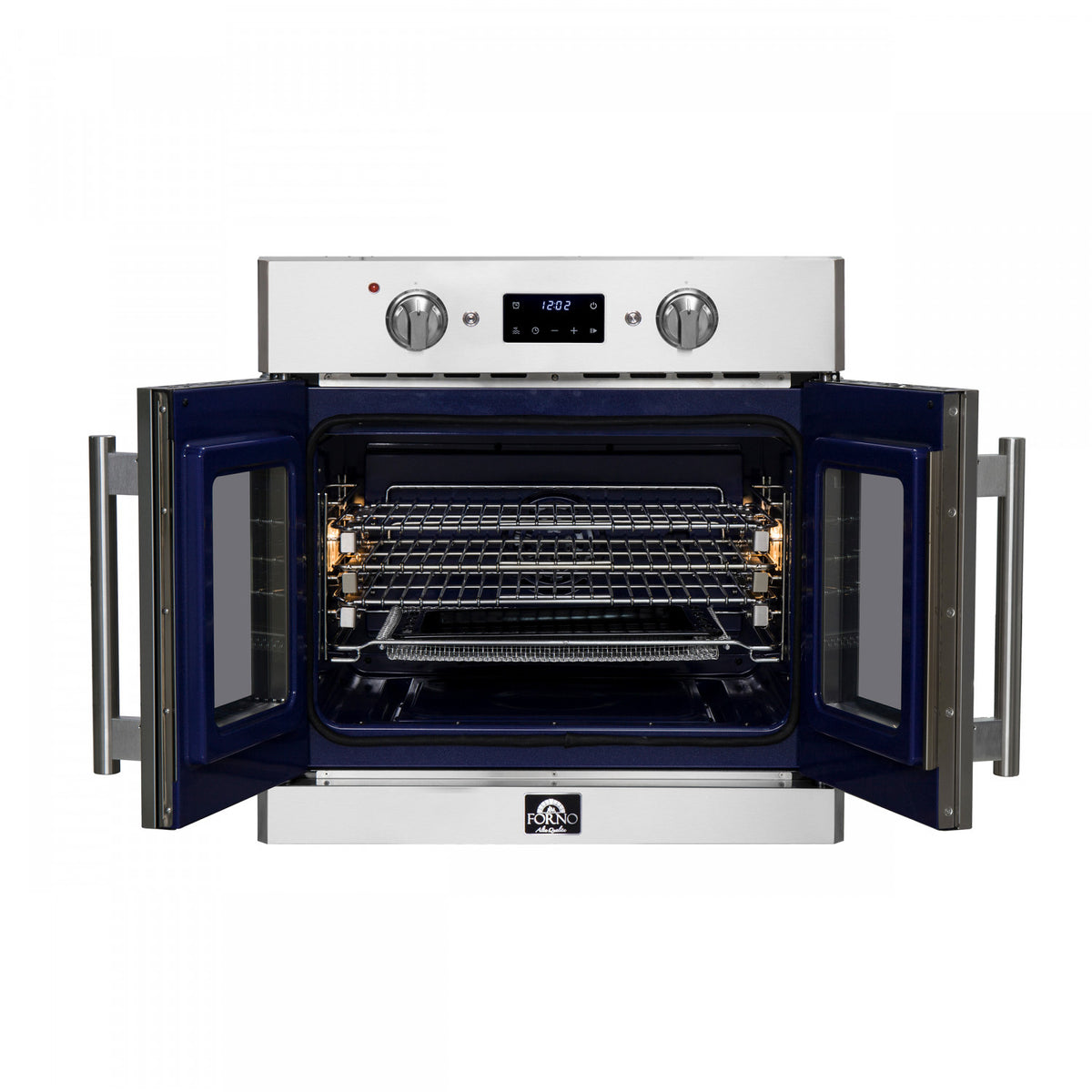 Forno Gallico Stainless Steel 30" French Door Electric Wall Oven with True Convection and Air Fry (3.68 Cu. Ft.) - FBOEL1371-30