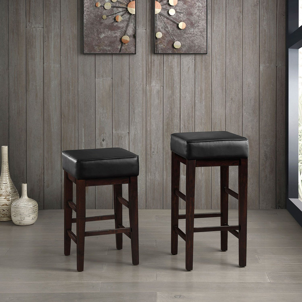 Pittsville Counter Stool - Espresso, Black - Set of Two