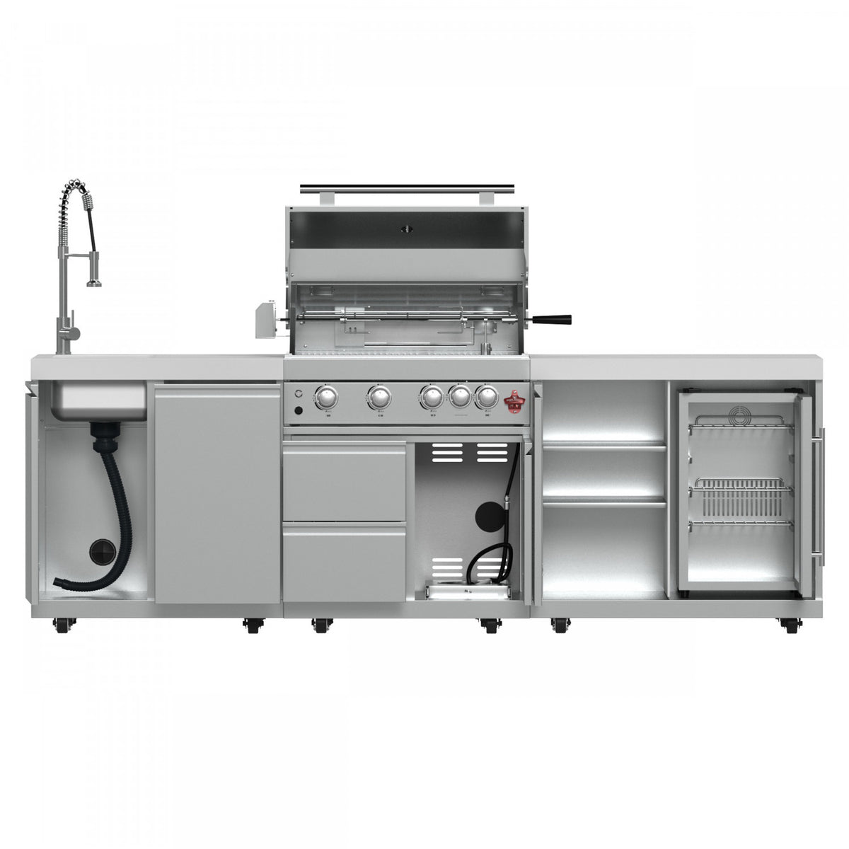 Forno Bulnes White Countertop Outdoor Kitchen with 30" 60,000 BTU BBQ and Beverage Centre - FODKT2506WHT