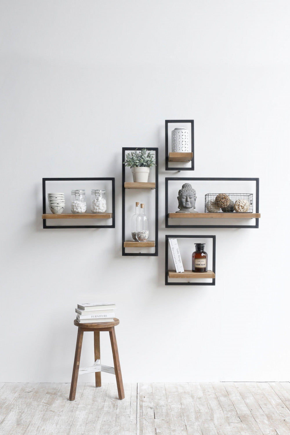 Bayan Metal Frame Wall Box I - Teak