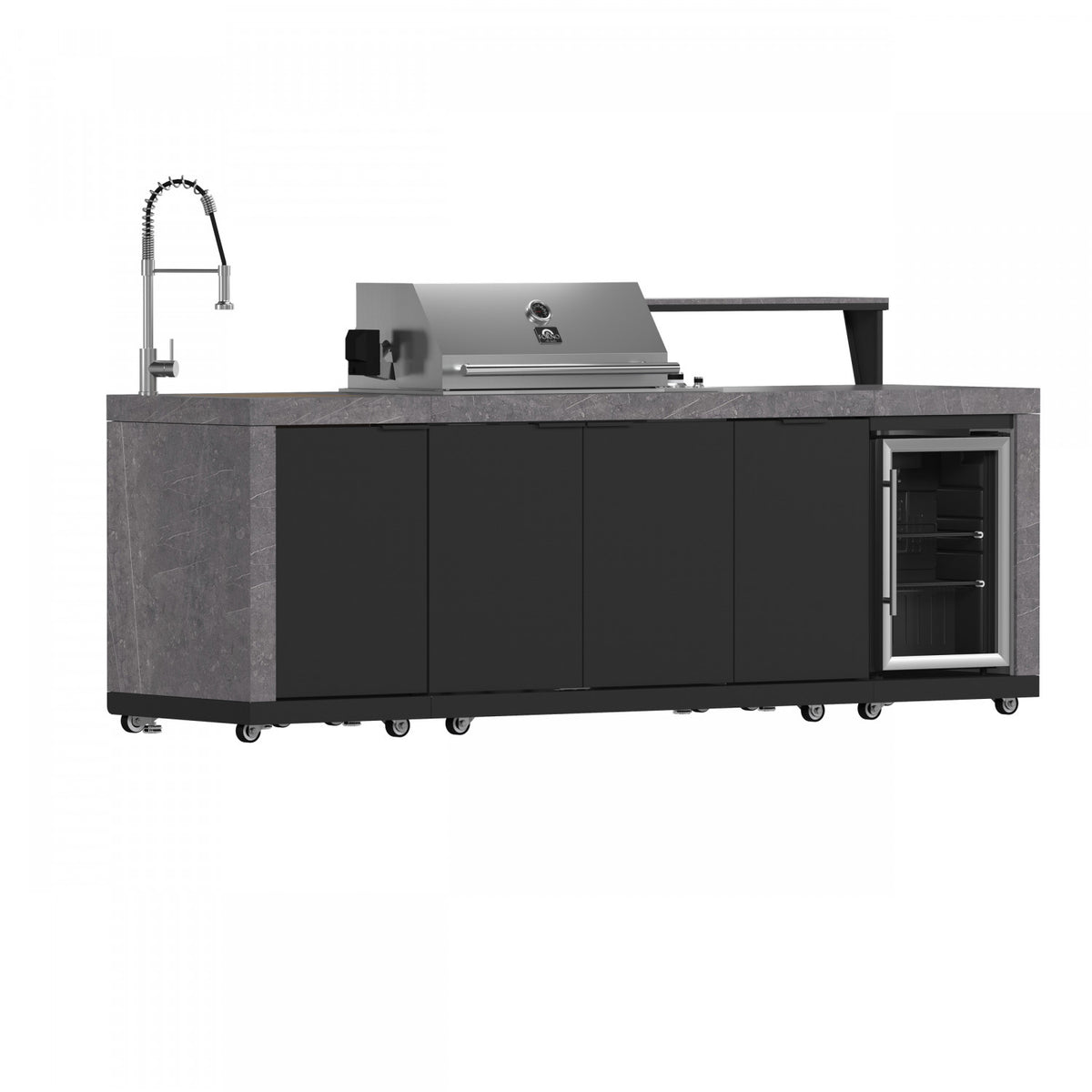 Forno Rimini Gray Countertop Outdoor Kitchen with 30" 62,600 BTU BBQ and Beverage Centre - FODKT2544BLK