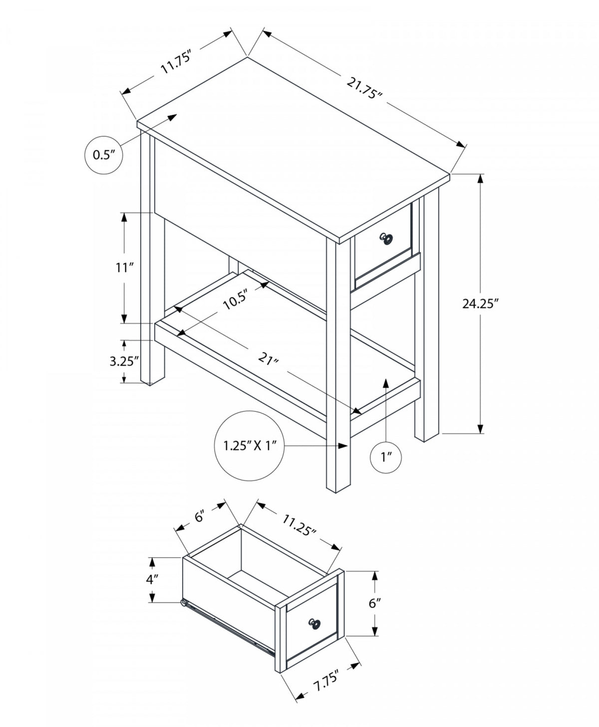 Willow Side Table - Grey