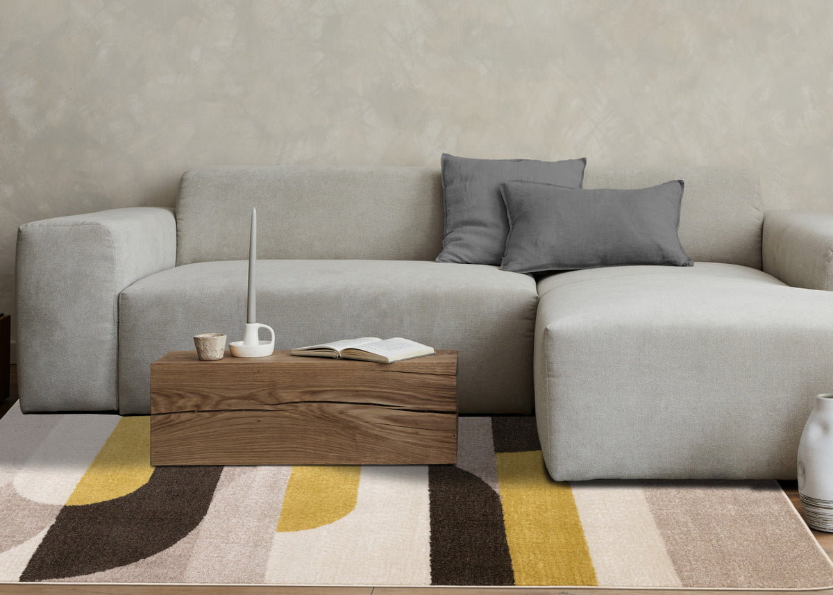Maui Contemporary Geometric Area Rug - 5' X 8' - Cream/Yellow