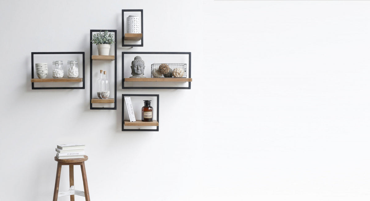 Bayan Metal Frame Wall Box IV - Teak