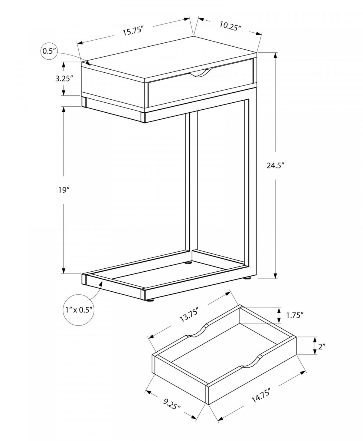 Auron Side Table - Grey