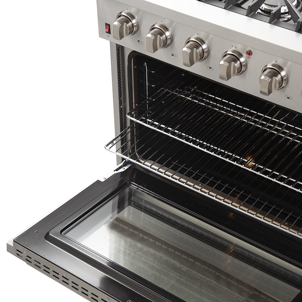 Forno Premium Stainless Steel Kitchen Package with 36" Gas Range, French Door Refrigerator and Dishwasher - FBDL-004-01CAUS
