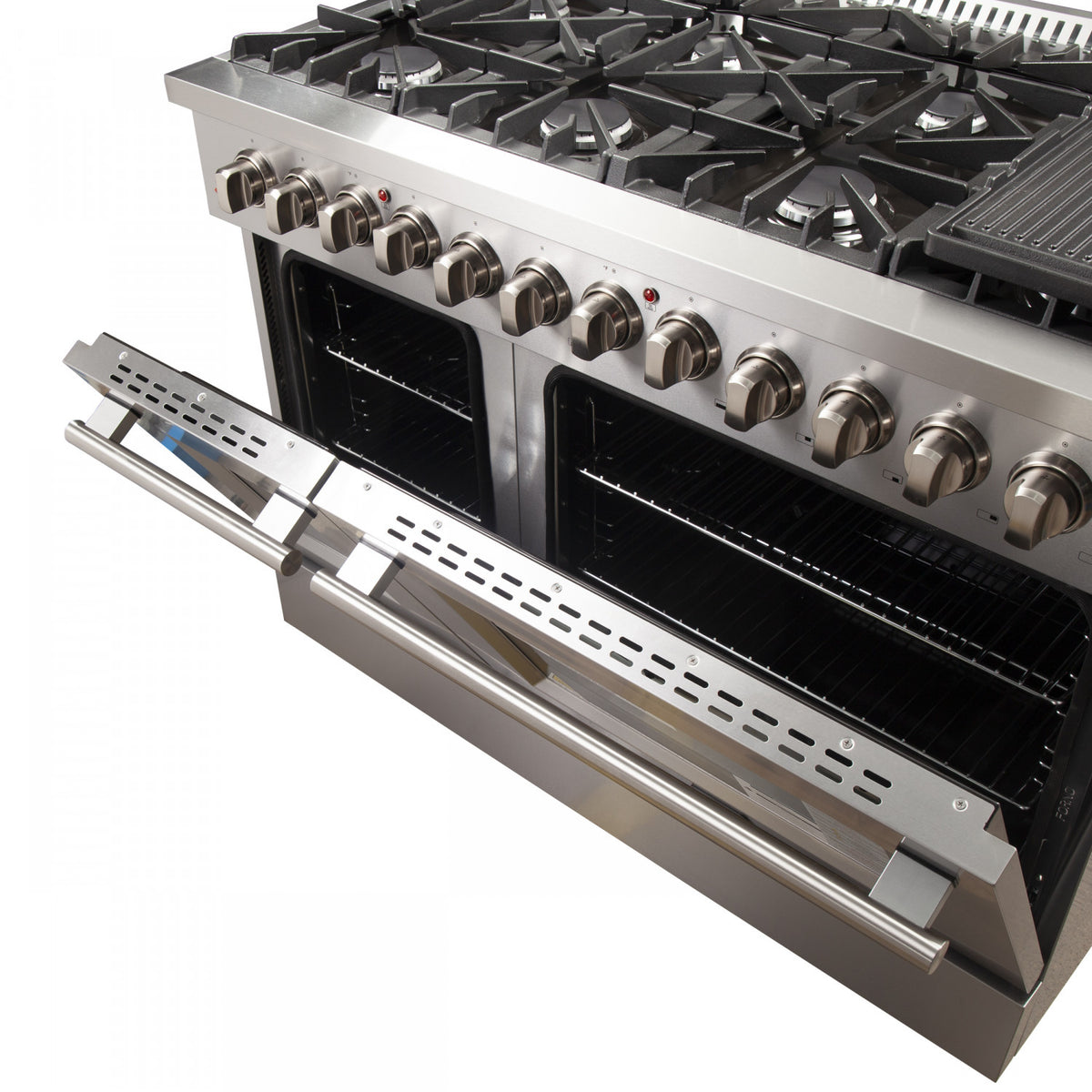 Forno Premium Stainless Steel Kitchen Package with 48" Dual Fuel Range, 2 28" Convertible Refrigerator/Freezer and 48" Range Hood - FBDL-017-04CAUS
