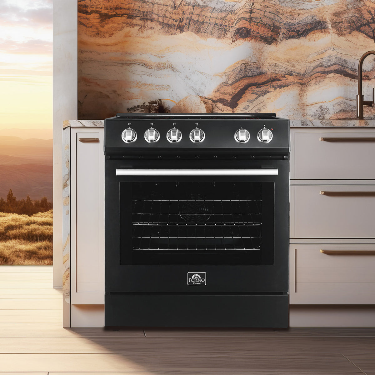 Forno Premium Black Kitchen Package with Range, Bottom Freezer Refrigerator and Dishwasher - FBDL-007-02CA