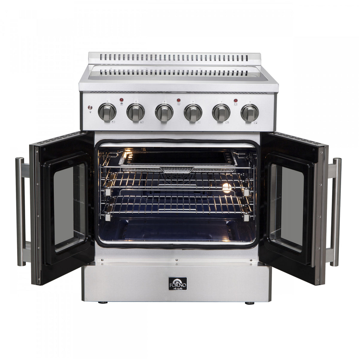 Forno Galiano 30" Stainless Steel French Door Electric Range with True Convection and Air Fry (4.32 Cu. Ft.) - FFSEL6917-30