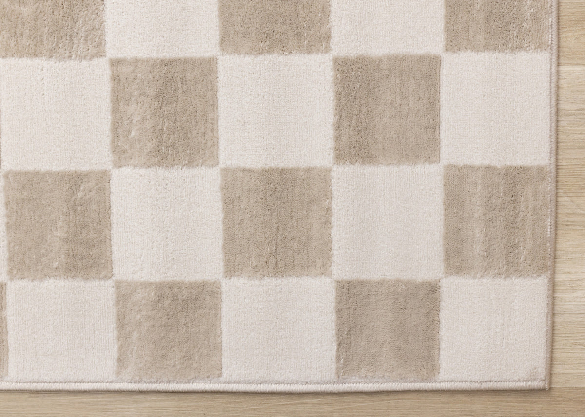 Logan Modern Checkered Area Rug - 5' X 8' - Beige/Cream