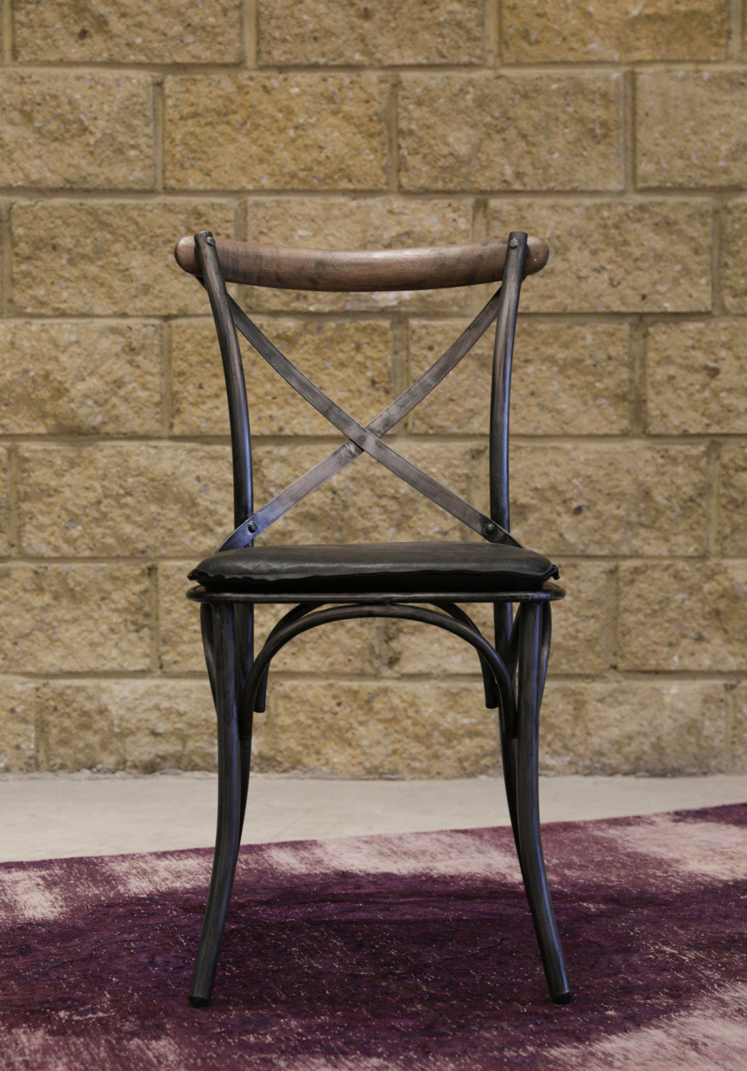Dovren Leather Cushion Seat - Antique Black