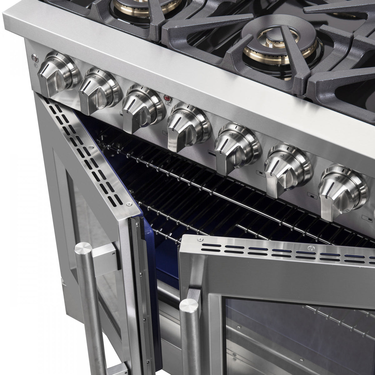Forno Capriasca 36" Stainless Steel French Door Dual Fuel Range with True Convection (5.36 Cu. Ft.) - FFSGS6387-36