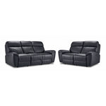 Apollo Leather Dual Power Reclining Sofa and Loveseat Set - Black with plush headrests, padded arms and stitched leather