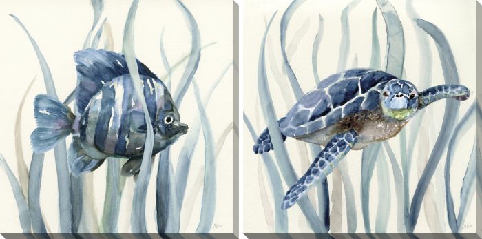 Finding our Friends Wall Art - Blue - 16 X 16 - Set of 2