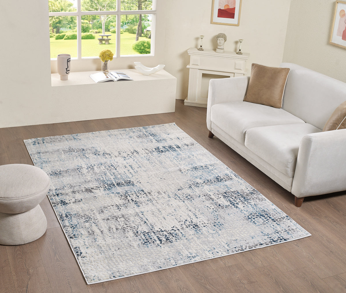 L2 Decor Cozy Area Rug 7' x 10' - Cream, Light Blue