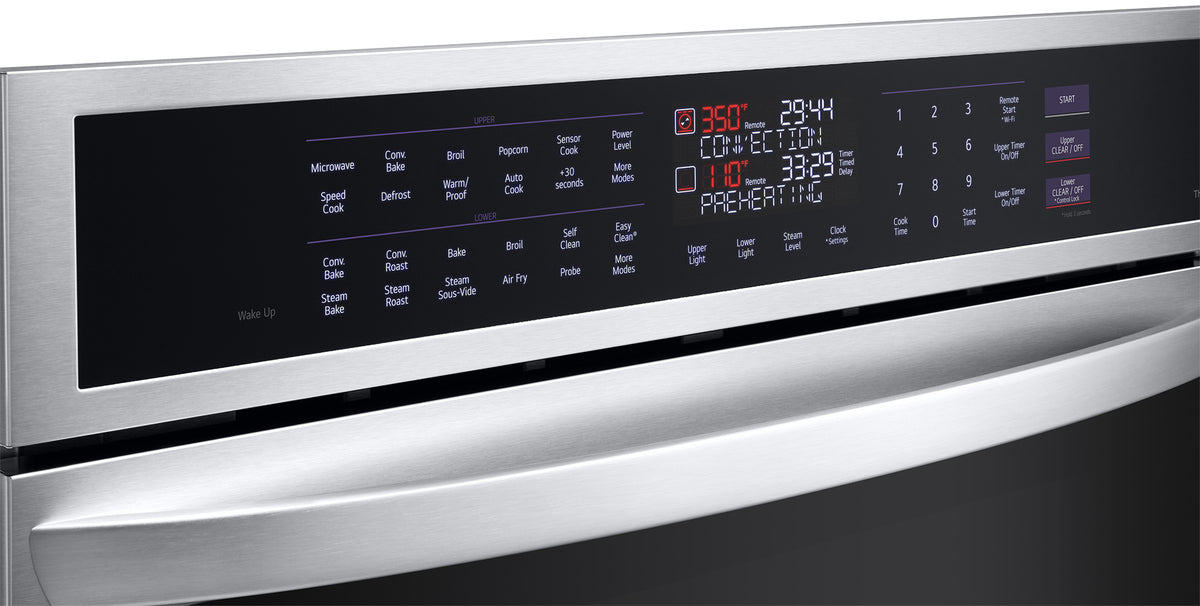 LG Smudge Resistant Stainless Steel Smart Combination Wall Oven with True Convection, InstaView®, Air Fry, Steam Sous Vide (6.4 Cu. Ft) - WCEP6427F