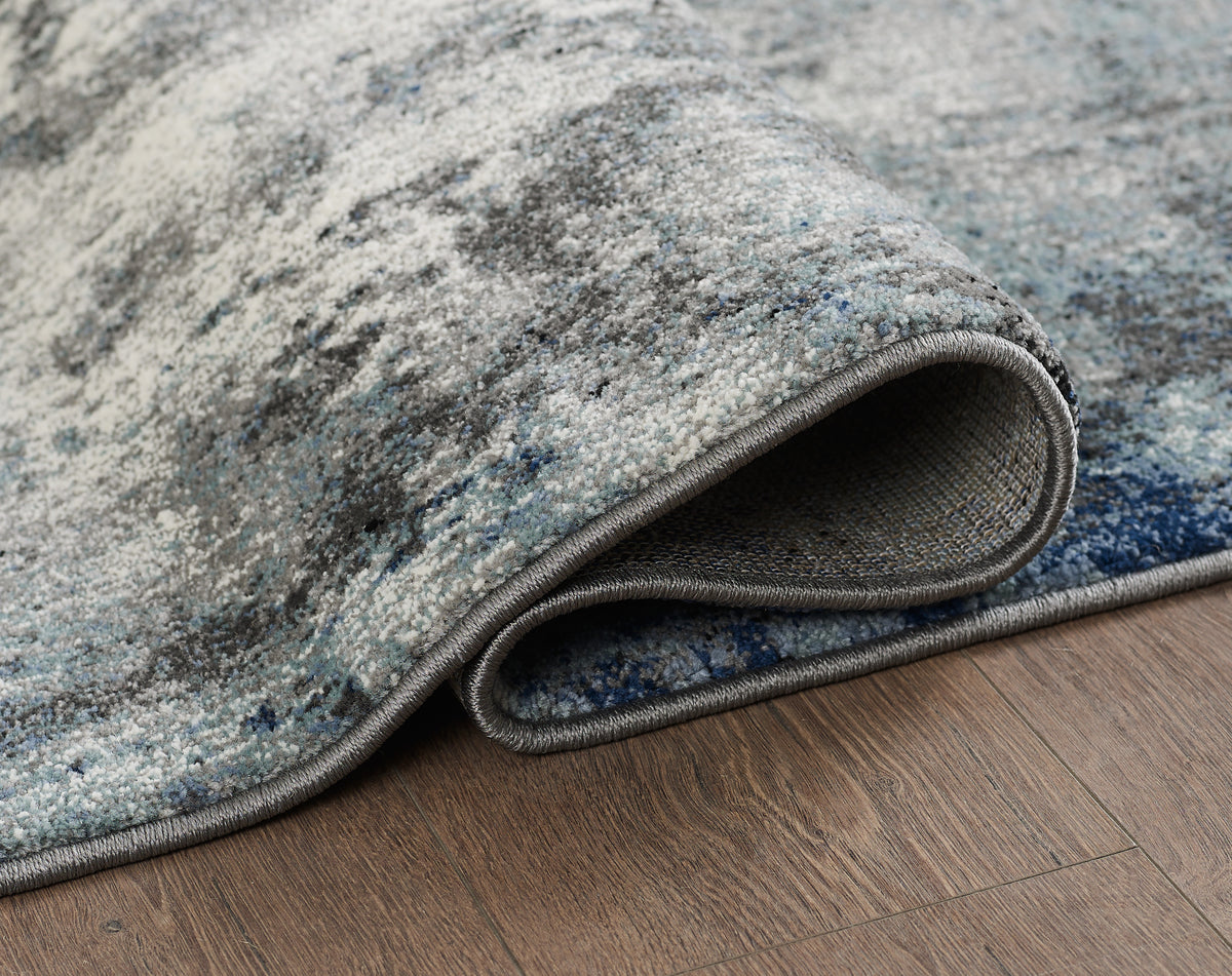 L2 Decor Diamond Area Rug 7' x 10' with Underpad - Blue, Grey