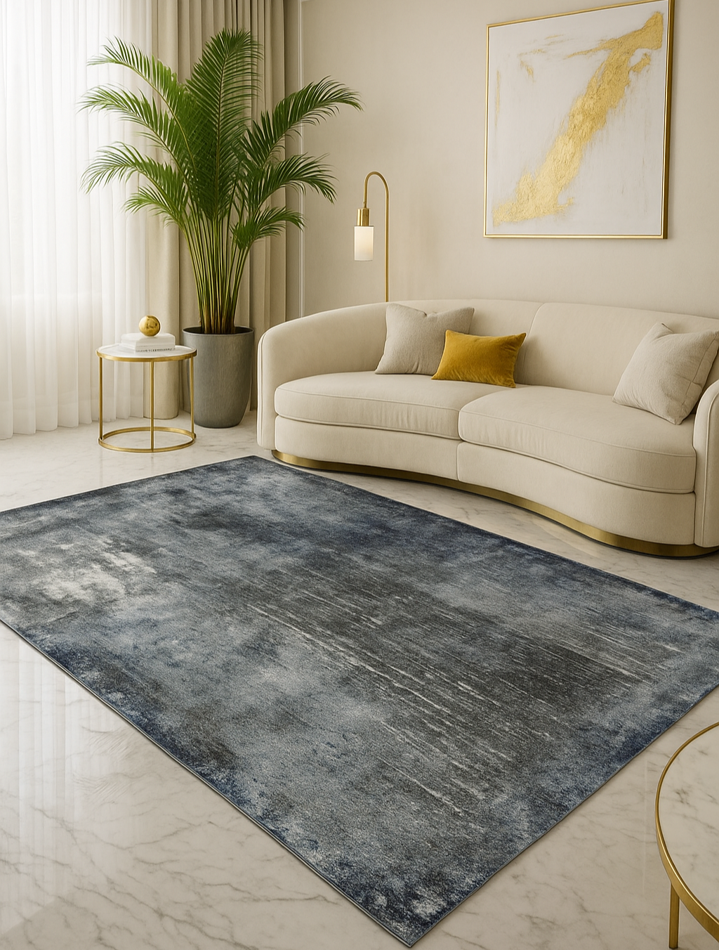 L2 Decor Diamond Area Rug 7' x 10' with Underpad - Blue, Grey