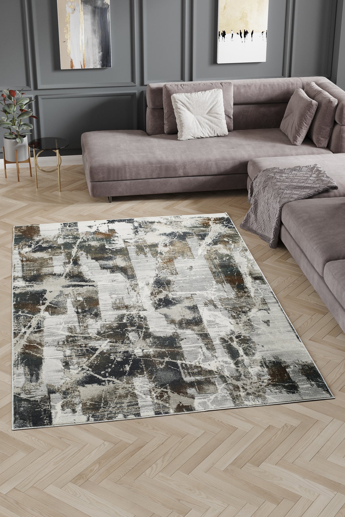 L2 Decor Emojy Area Rug 8' x 11' - Grey, Cream