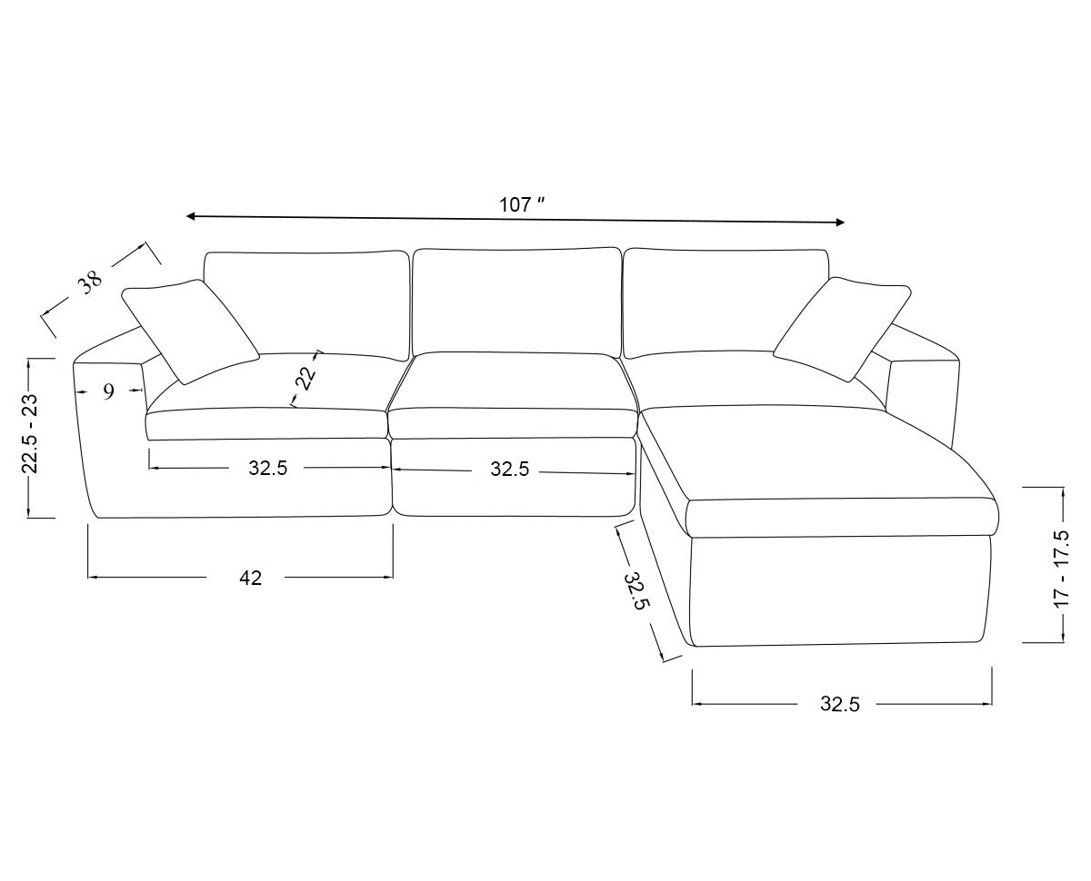 Jade All Foam Sectional - Beige