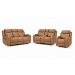 Jackson Leather Power Reclining Sofa, Loveseat and Recliner Set - Butternut with plush headrests, wide arms and power controls