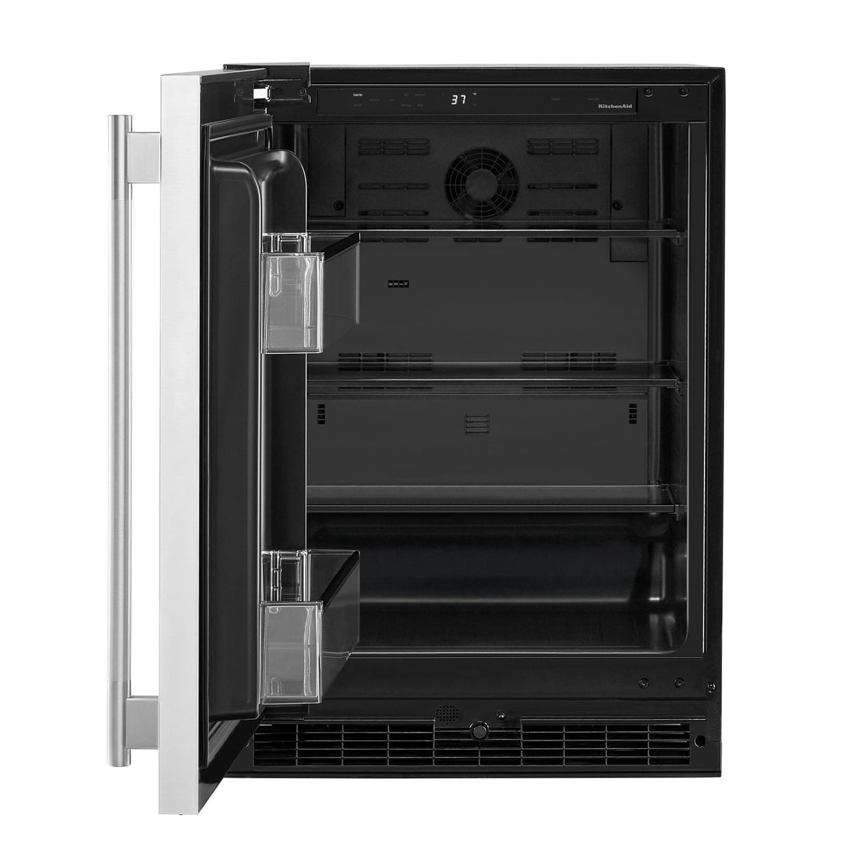 KitchenAid 24" 5.0 Cu. Ft. Black Cabinet/Stainless Doors Undercounter Refrigerator - KURL124SSB