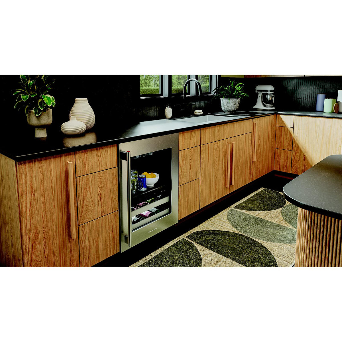 KitchenAid 24" 5.0 Cu. Ft. Black Cabinet with Stainless Steel Doors Undercounter Refrigerator - KUBR524SSB