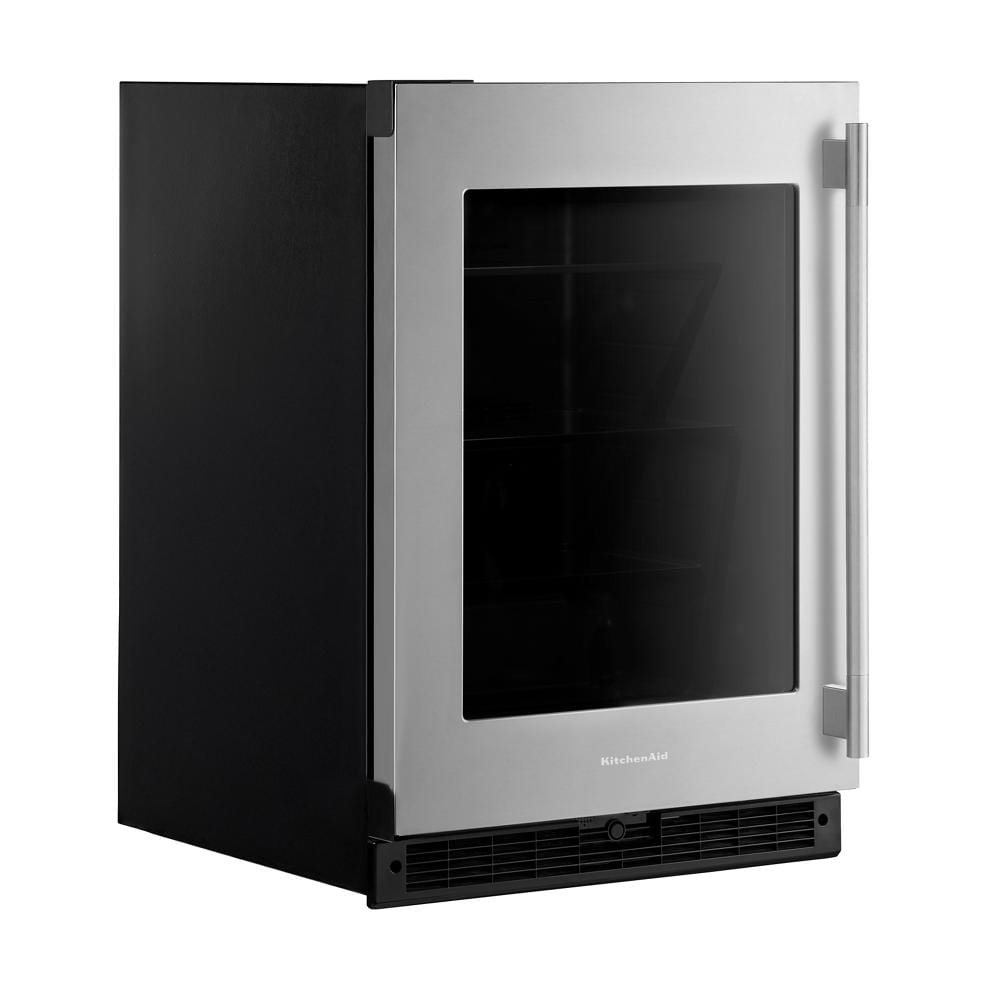 KitchenAid 24" 5.2 Cu. Ft. Black Cabinet with Stainless Steel Doors Undercounter Refrigerator - KURL324SSB