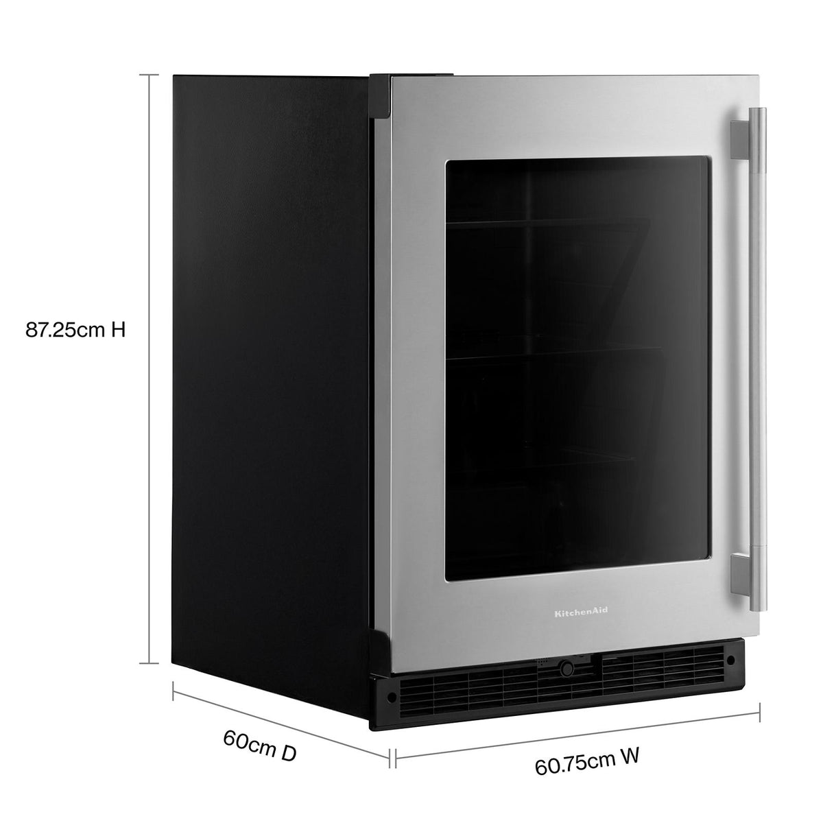 KitchenAid 24" 5.2 Cu. Ft. Black Cabinet with Stainless Steel Doors Undercounter Refrigerator - KURL324SSB