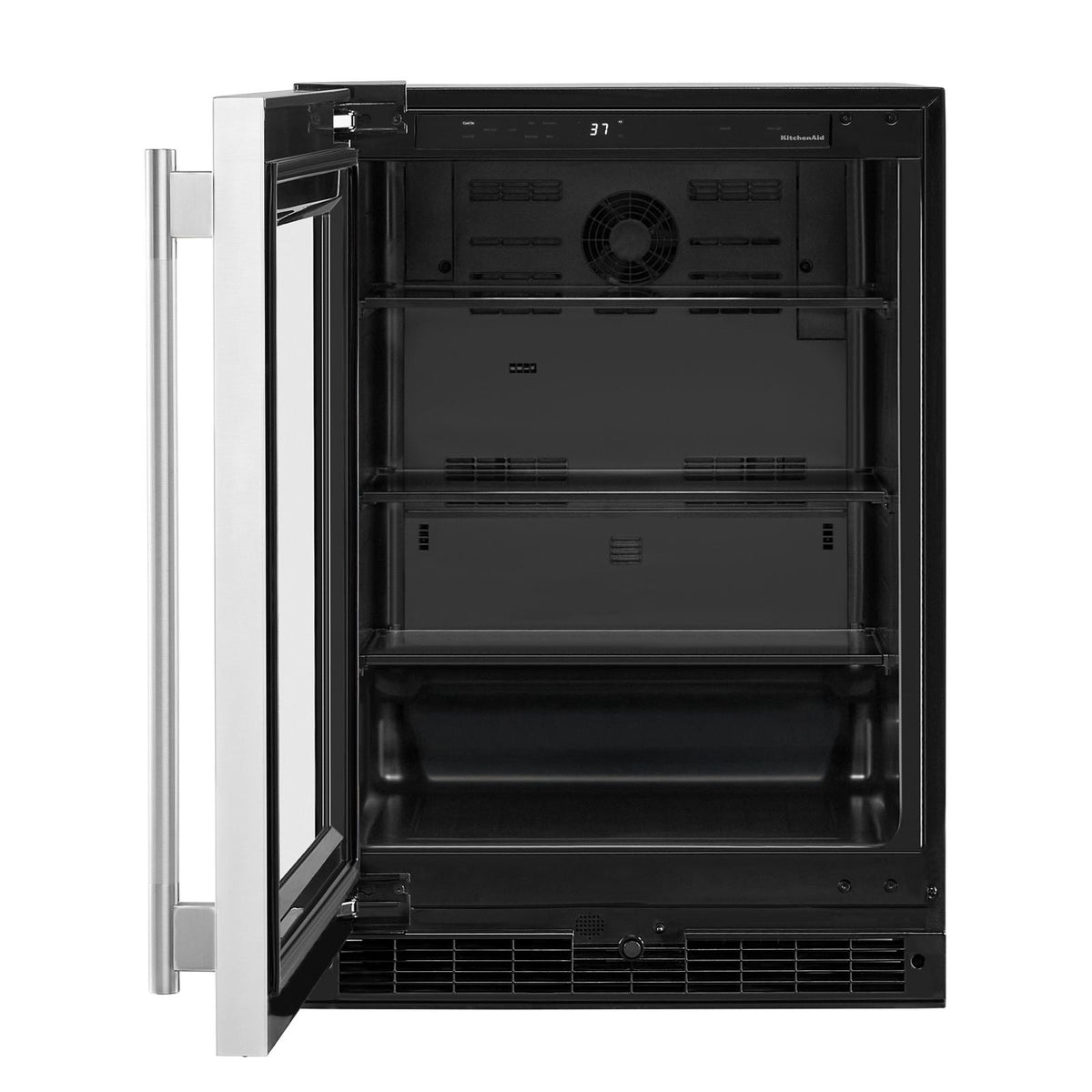 KitchenAid 24" 5.2 Cu. Ft. Black Cabinet with Stainless Steel Doors Undercounter Refrigerator - KURL324SSB