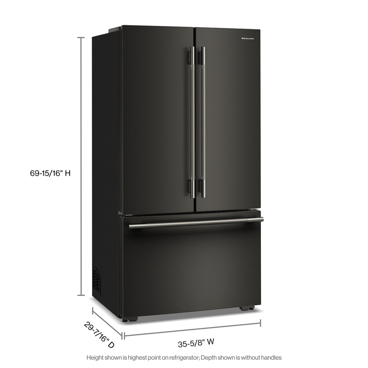 KitchenAid 36" 24.8 Cu. Ft. Black Ore Counter-Depth French Door Refrigerator with Internal Water Dispenser – KRFC336SBE