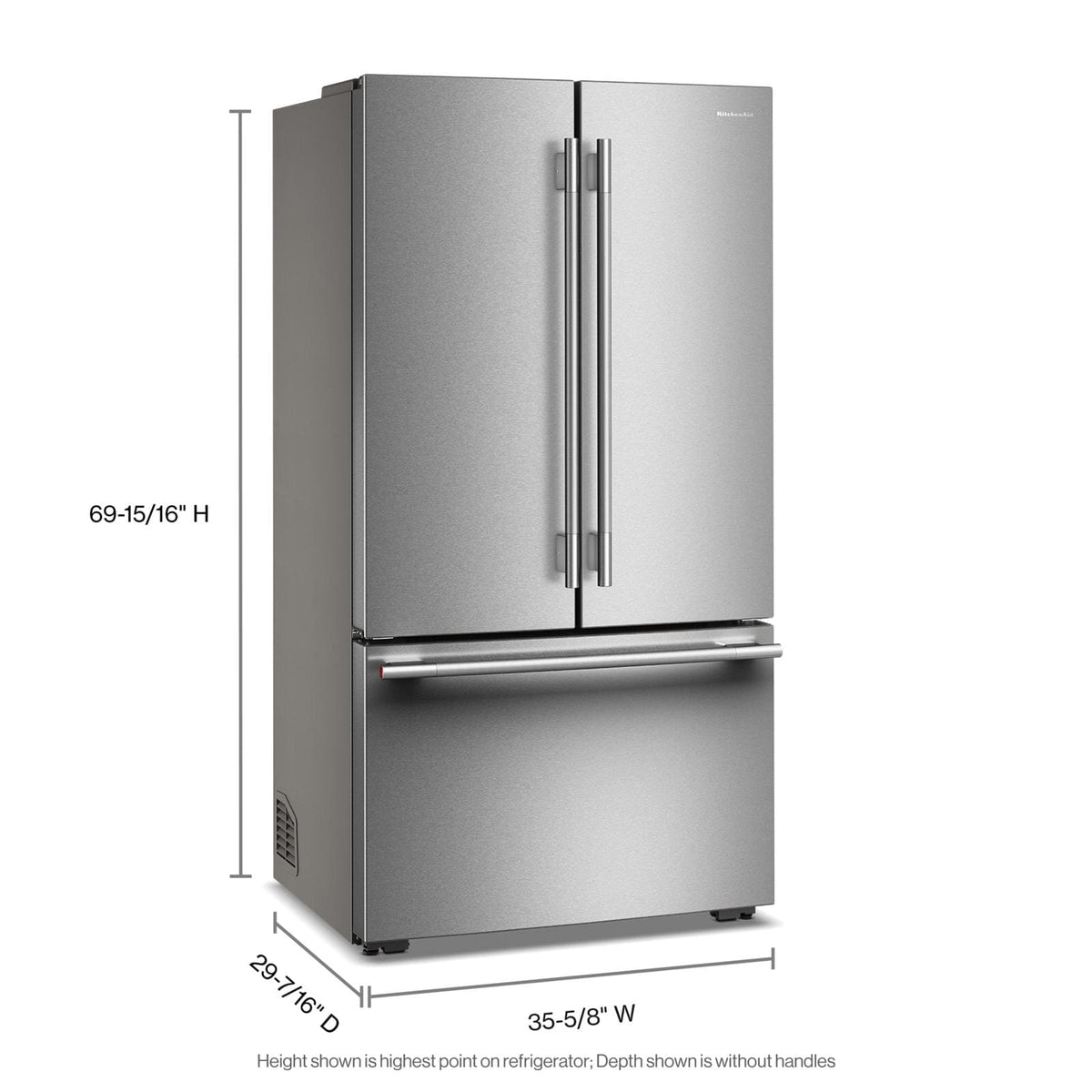 KitchenAid 36" 24.8 Cu. Ft. PrintShield Stainless Steel Counter-Depth French Door Refrigerator with Internal Water Dispenser – KRFC336SPS