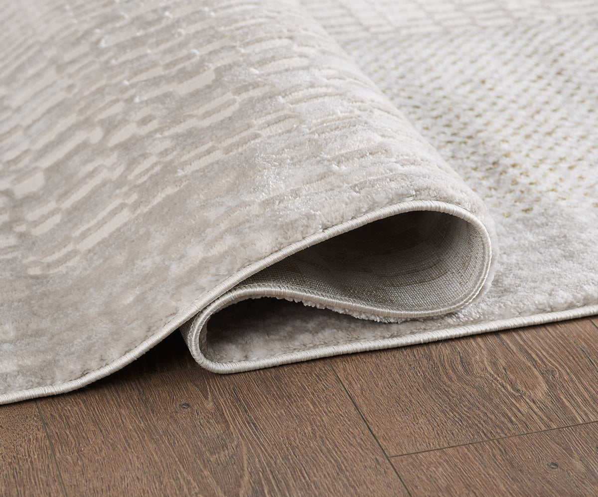 L2 Decor Lazer Area Rug 5' x 8' with Underpad - Cream, Beige
