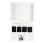 Midea MSTK1C laundry stacking kit with two white brackets, four black pads and mounting screws