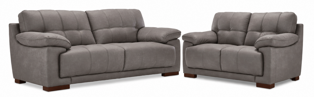 Modena Sofa and Loveseat Set - Mink