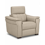 Orlando-Ray tan leather chair with deep seat, padded arms and raised adjustable headrest