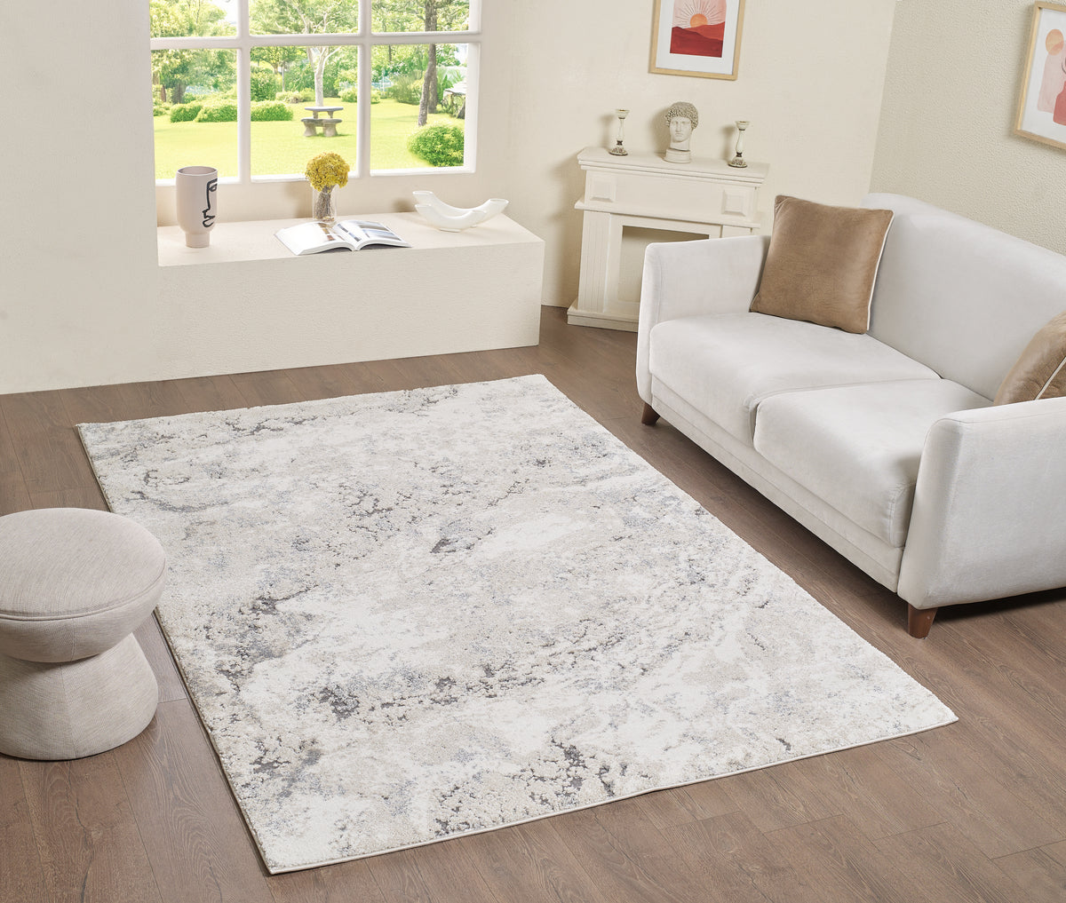 L2 Decor Panorama Area Rug 7' x 10' - Grey, Cream