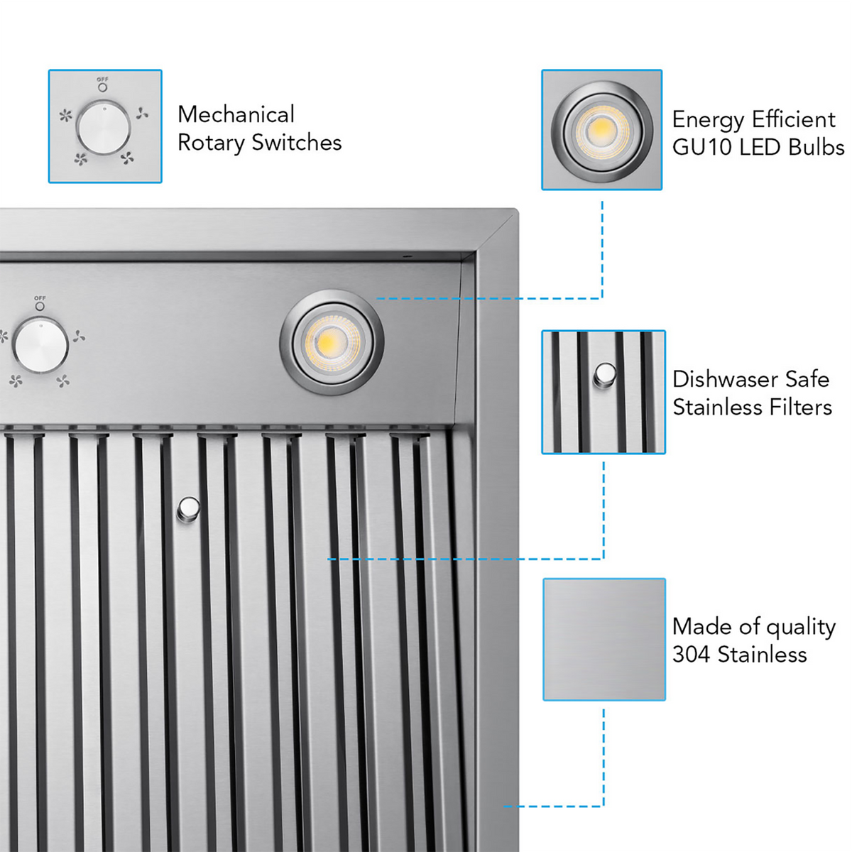 VICTORY Stainless Steel 48-Inch 750 CFM Insert Range Hood - Q5-48
