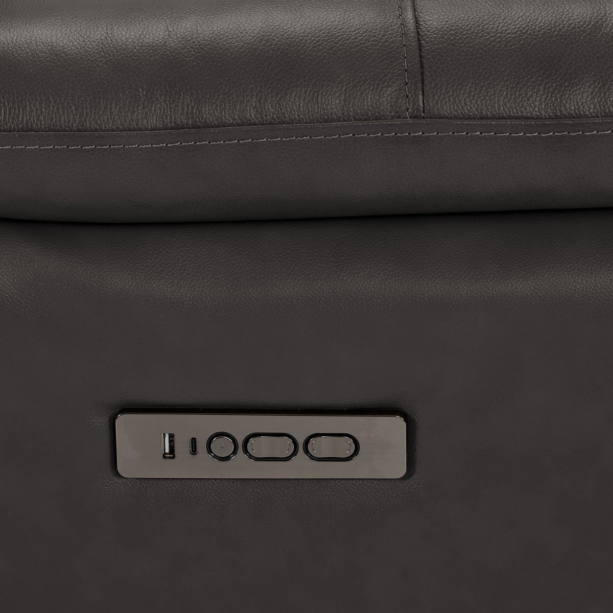 Allie Leather Dual Power Recliner - Granite