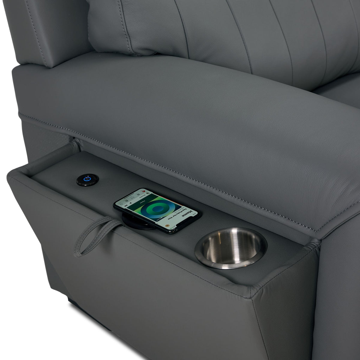 Benevento Leather Sofa - Steel