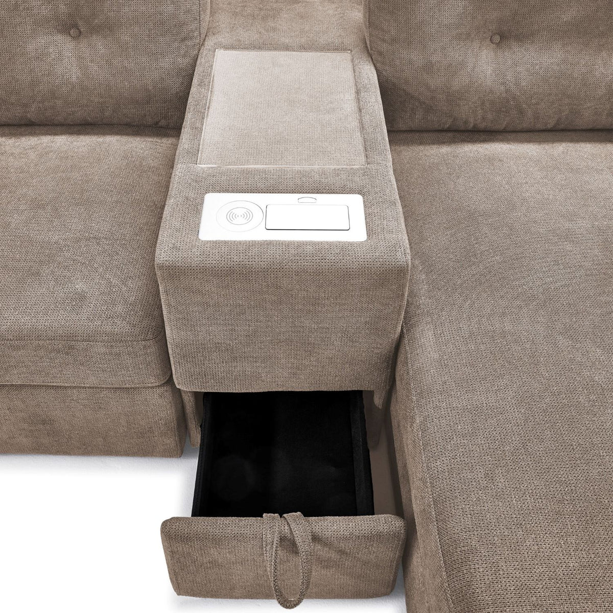 Feeling Connected - Connex 5-Piece Modular Sectional with Consoles - Beige