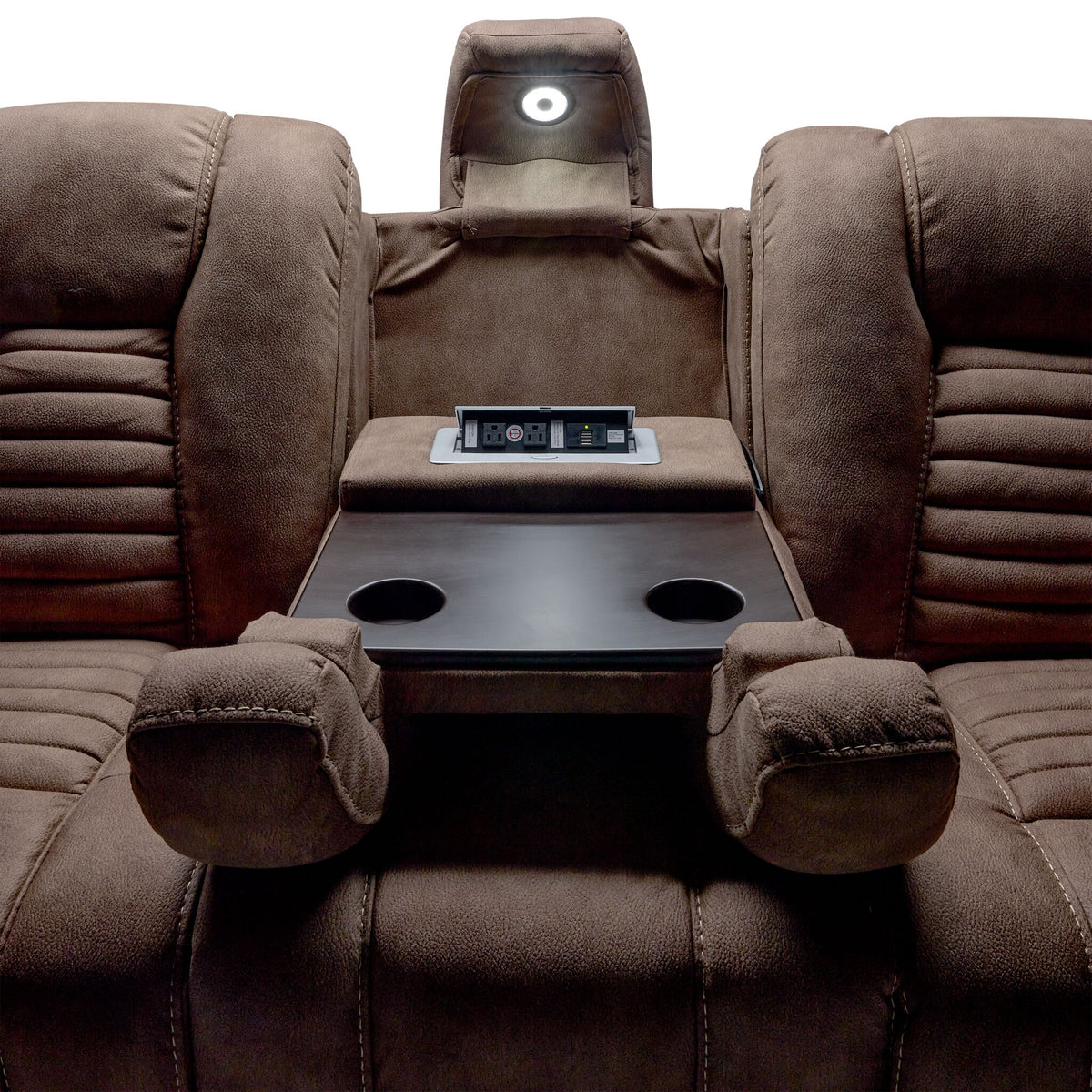 Dallas Reclining Sofa With Drop Down Table - Mocha