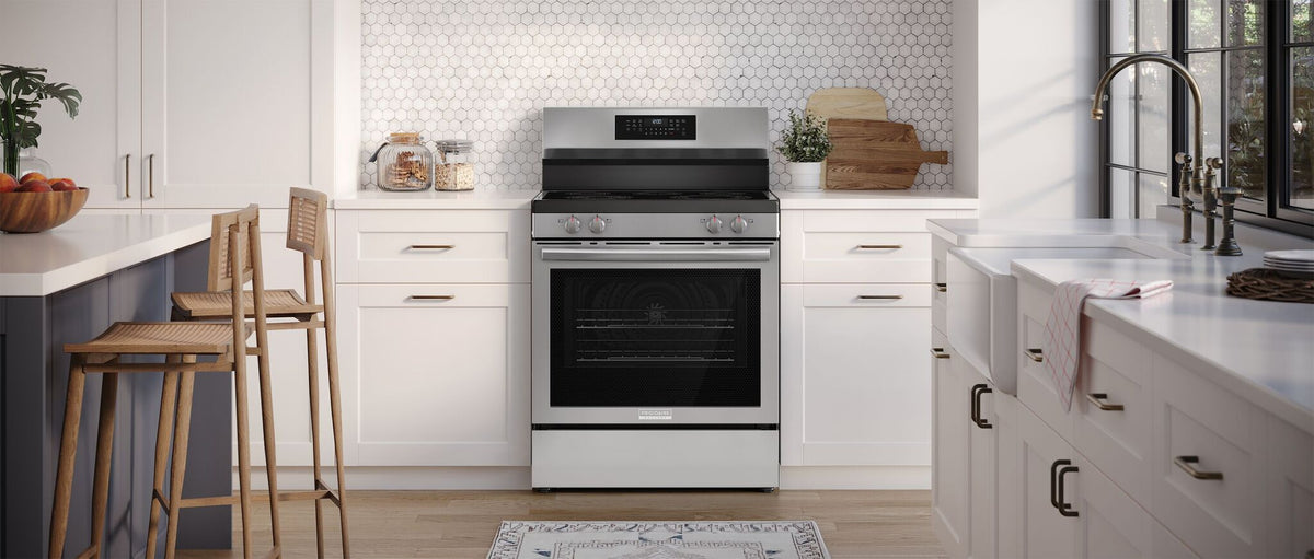 Frigidaire Gallery Smudge-Proof™ Stainless Steel 30" Rear Control Electric Range with Total Convection (5.3 Cu. Ft.) - GCREC059BF